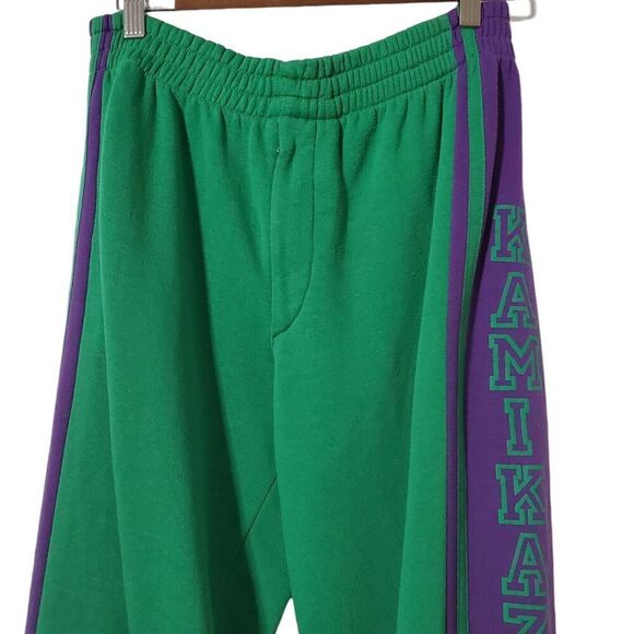 Vintage Kamikaze World Tour Sweatpants Size M Green 90’s Joggers Sweats Mens - Picture 2 of 10